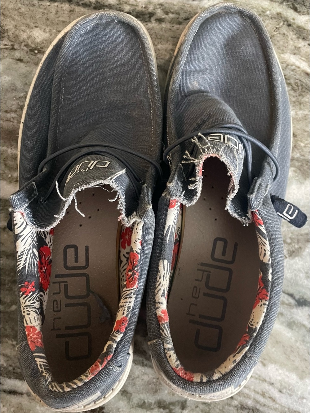 Hey Dude Wally Stretch Blue Tropical Floral Slip On Shoes Mens Size 11